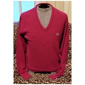 Vintage Men’s 60s 70s IZOD LACOSTE Alligator Mulberry Acrylic Pullover Sweater